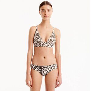 J.Crew Deep V-neck French bikini top & bottoms in leopard print Size XL